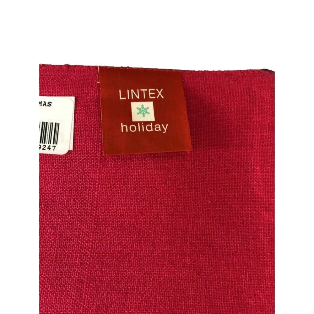 Lintex Christmas Plaid Placemats Holly Green Gold Red 13x19 Holiday Set of 4
